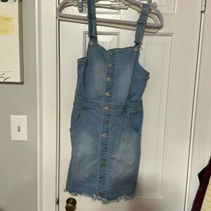 Wax Jeans Overall Dress Frayed Hem size small